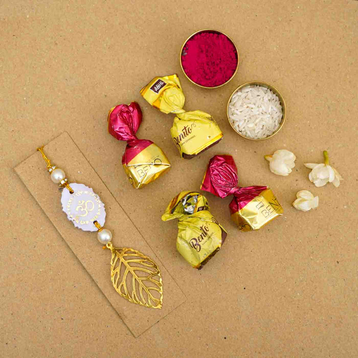 Personalized Handmade Lavendar Resin Lumba Rakhi for Bhabhi With Roli Chawal