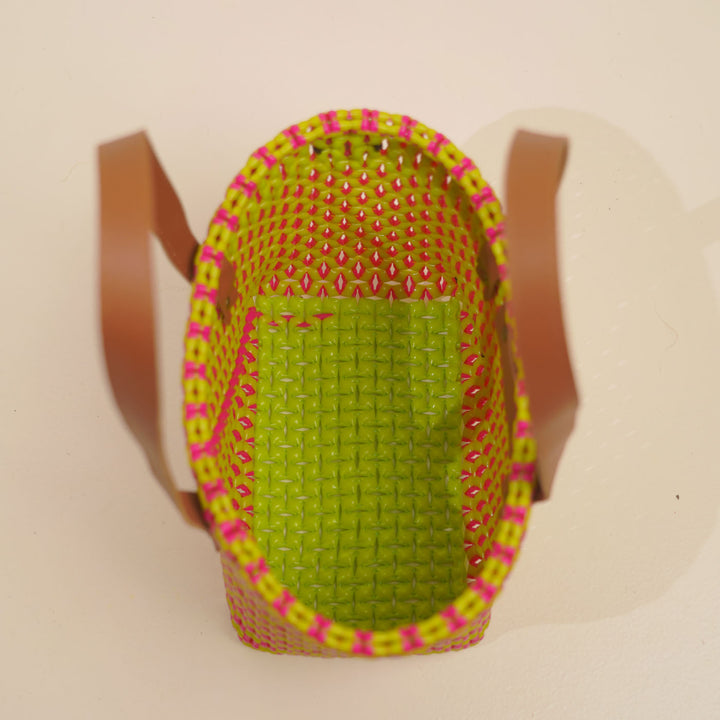 Pink And Yellow Handmade Small Koodai Bag