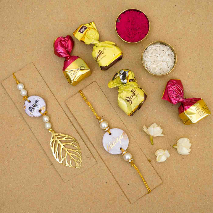 Personalized Handmade Lavendar Resin Bhaiya Bhabhi Rakhi With Roli Chawal | Set of 2