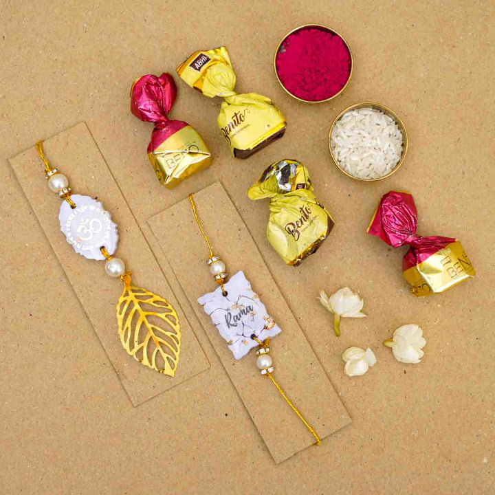 Personalized Handmade Lavendar Resin Bhaiya Bhabhi Rakhi With Roli Chawal | Set of 2
