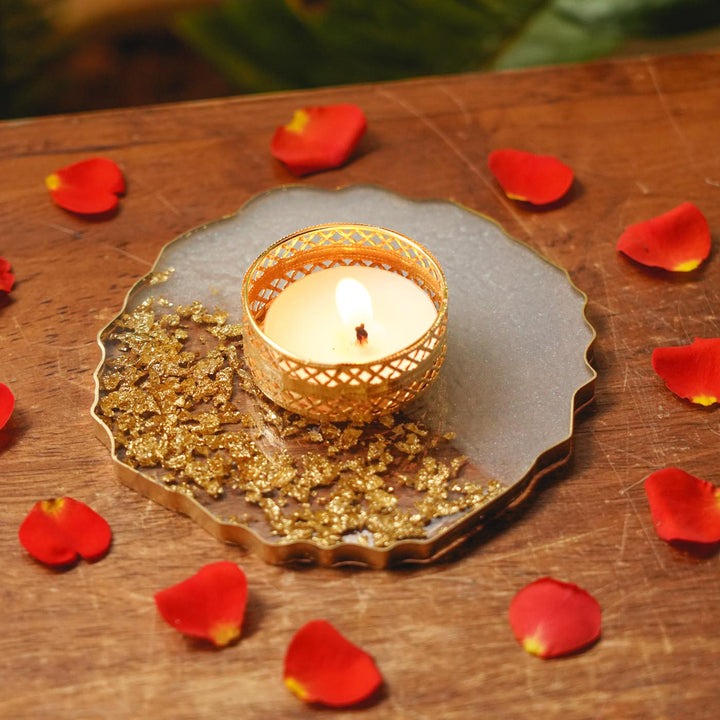 Handmade Decorative Agate Resin Tealight Holder