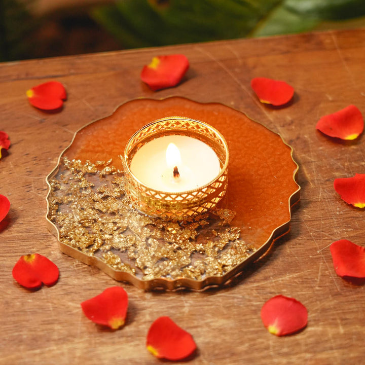 Handmade Decorative Agate Resin Tealight Holder