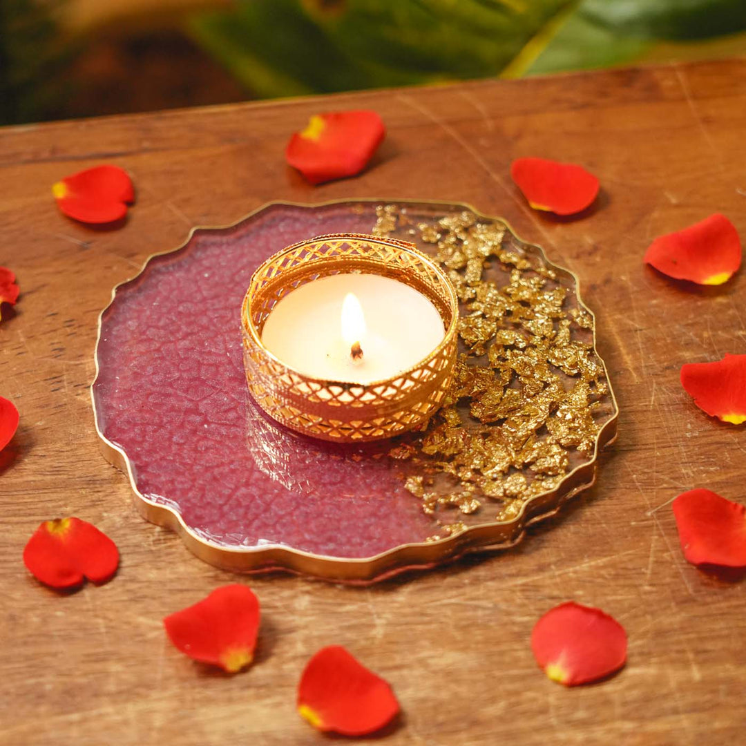 Handmade Decorative Agate Resin Tealight Holder