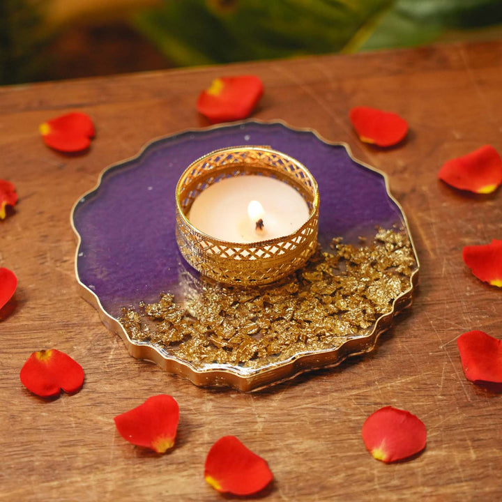 Handmade Decorative Agate Resin Tealight Holder
