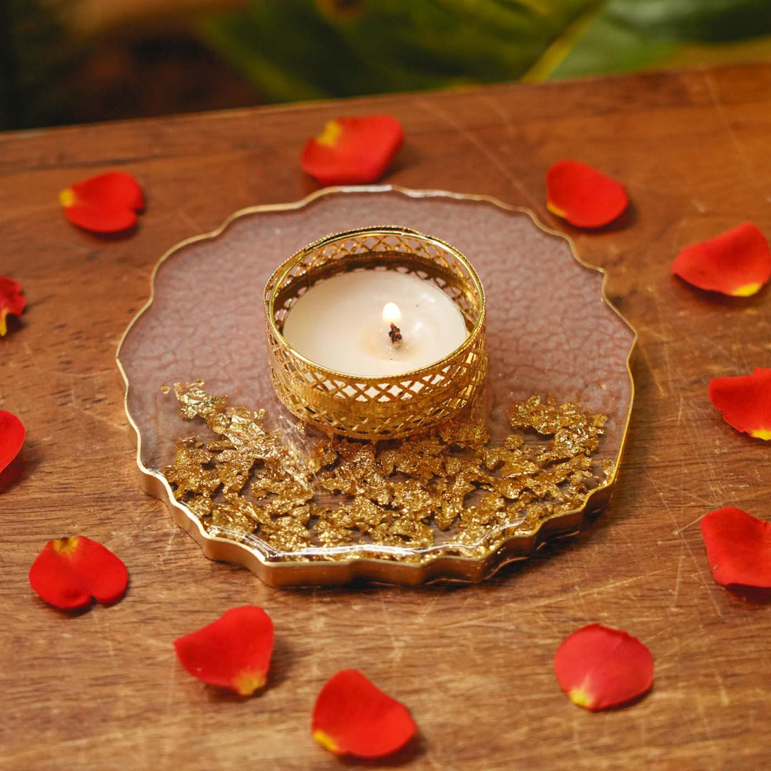 Handmade Decorative Agate Resin Tealight Holder