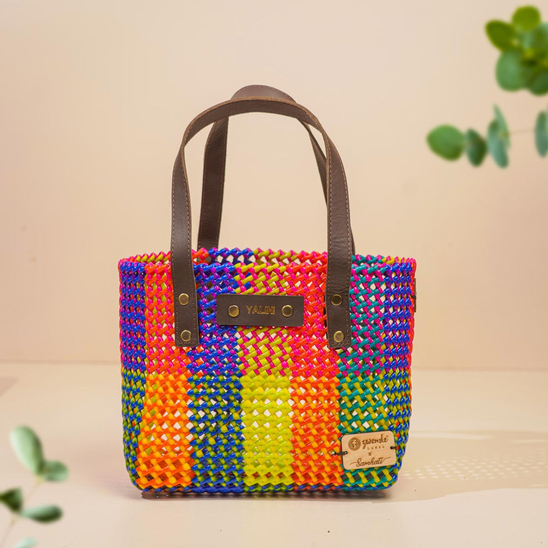 Multicolor Checks Mukhya Knot Handmade Small Koodai Bag
