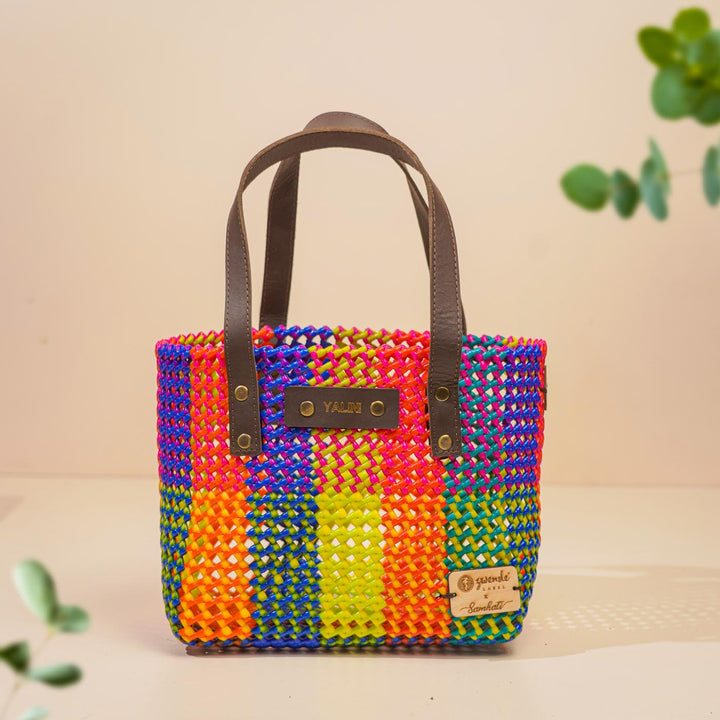 Multicolor Checks Mukhya Knot Handmade Small Koodai Bag