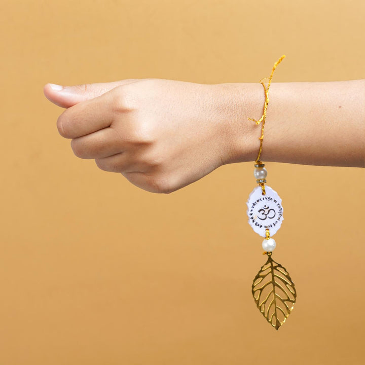 Personalized Handmade Lavendar Resin Lumba Rakhi for Bhabhi With Roli Chawal