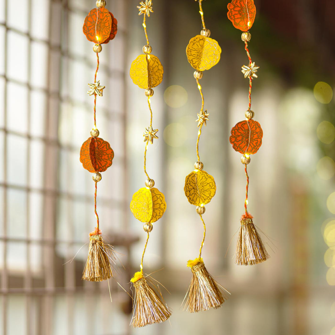 Set Of 2 | Handmade Marigold Design Hangings