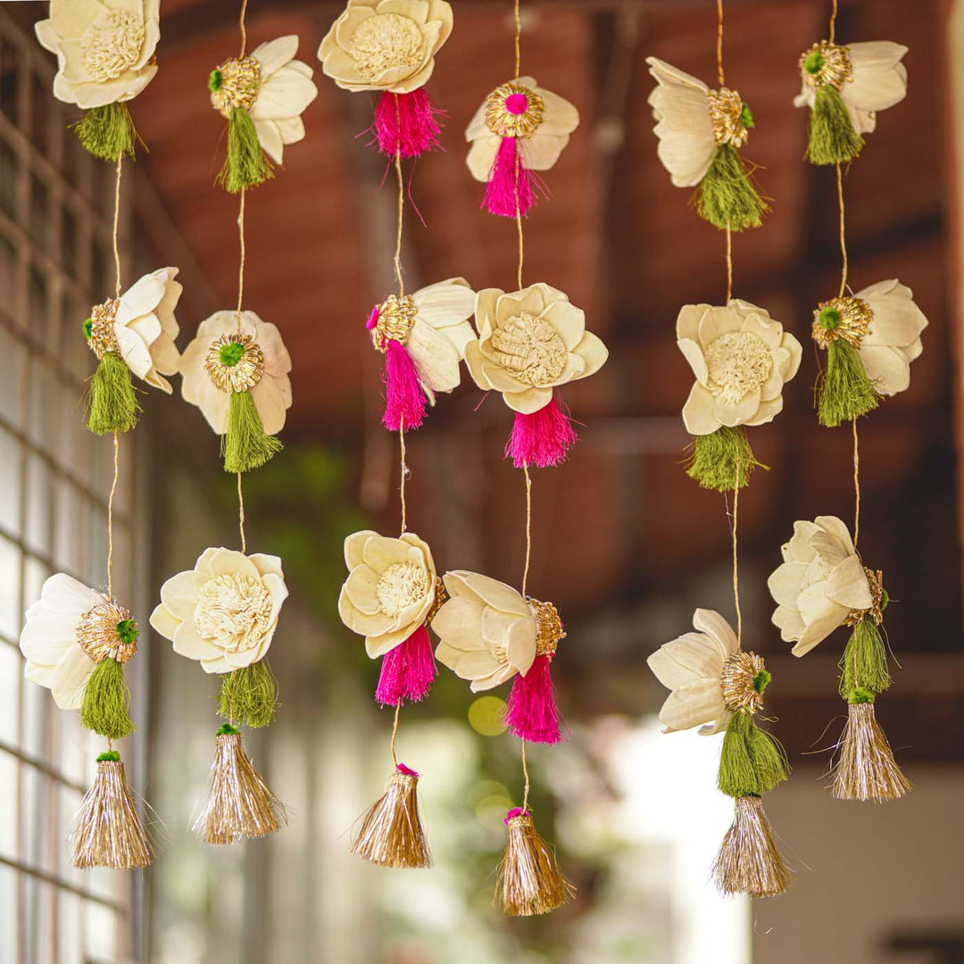 Set Of 2 | Handmade Lotus Design LED String Hanging With Battery Operated Lights