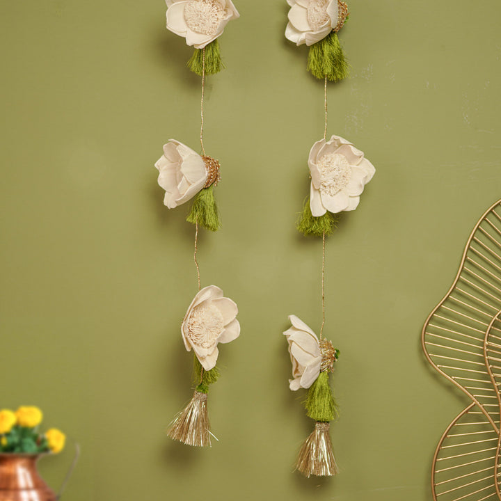Set Of 2 | Handmade Lotus Design LED String Hanging With Battery Operated Lights