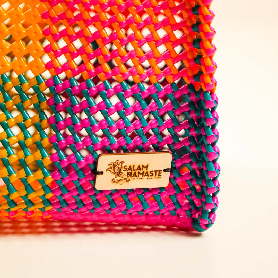Checkered Multicolor Mukhya Knot Handmade Koodai Tote Bag