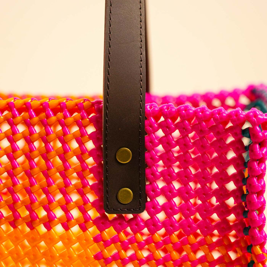 Checkered Multicolor Mukhya Knot Handmade Koodai Tote Bag