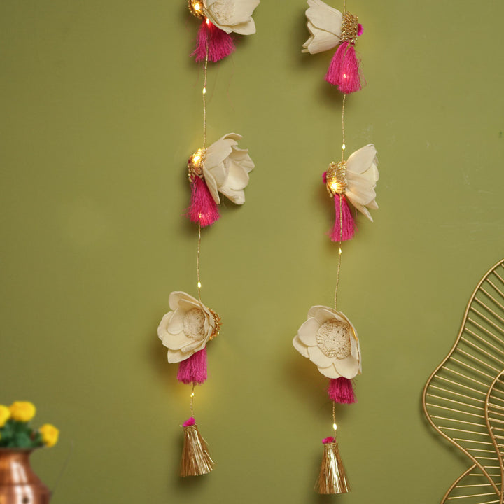 Set Of 2 | Handmade Lotus Design LED String Hanging With Battery Operated Lights