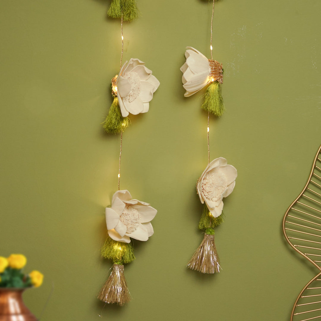 Set Of 2 | Handmade Lotus Design LED String Hanging With Battery Operated Lights