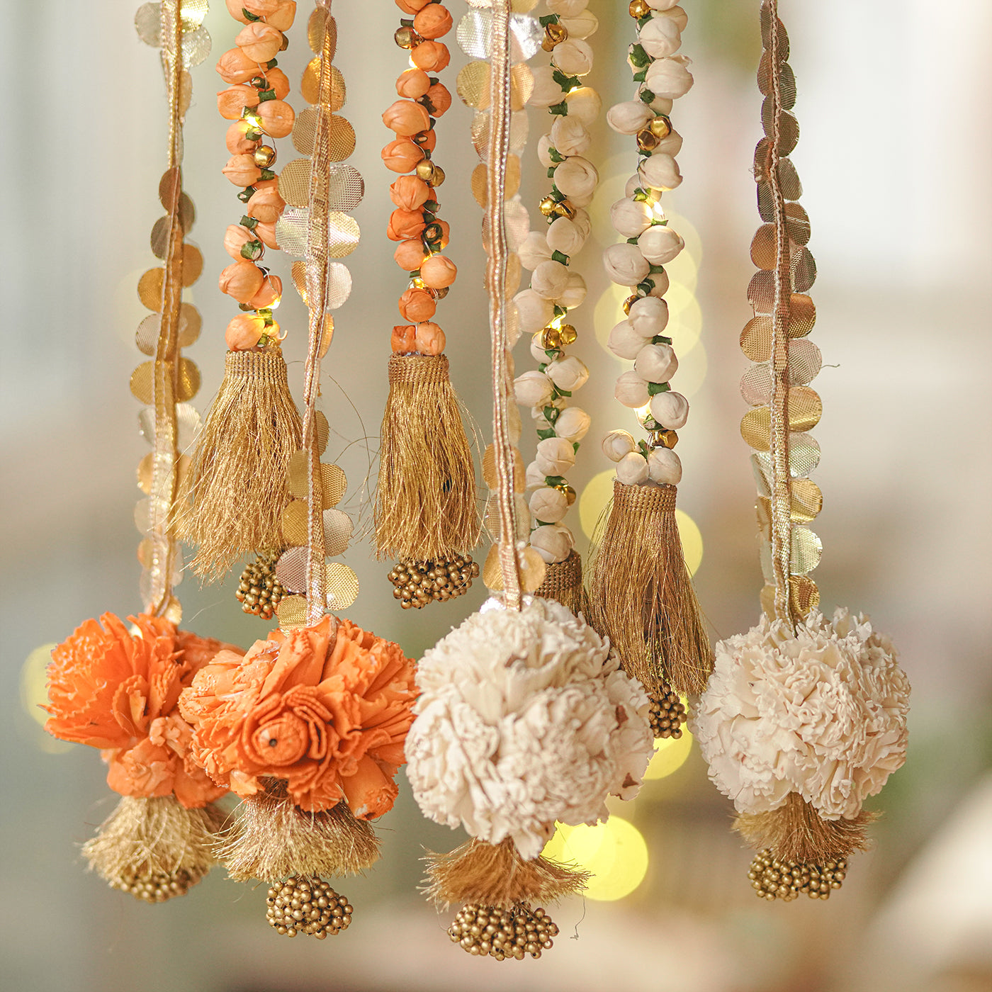 Buy Set of 2 | Handmade Shola Buds LED String Flower Design Hanging ...