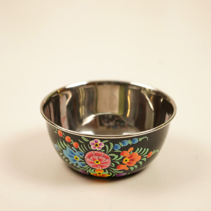 2Pc | Hand-Painted Floral Kashmiri Art Stainless Steel Large Bowls
