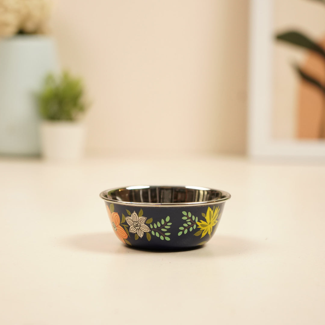 2Pc | Hand-Painted Floral Kashmiri Art Stainless Steel Small Bowls