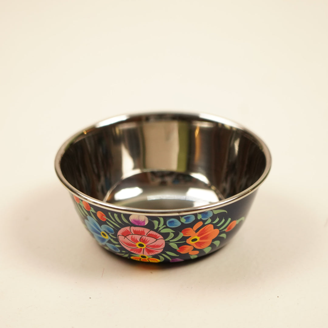 2Pc | Hand-Painted Floral Kashmiri Art Stainless Steel Small Bowls
