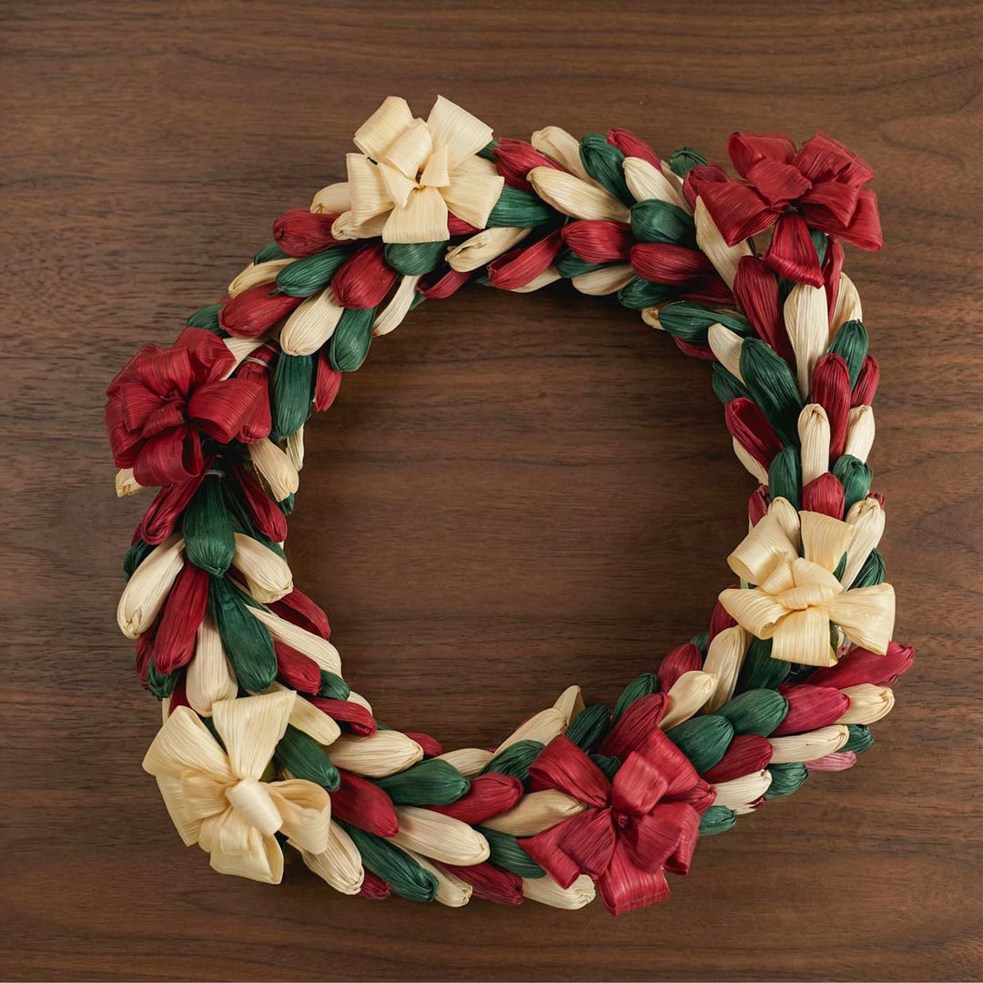 Handmade Ecofriendly Corn Husk Multicolor Flower Wreath
