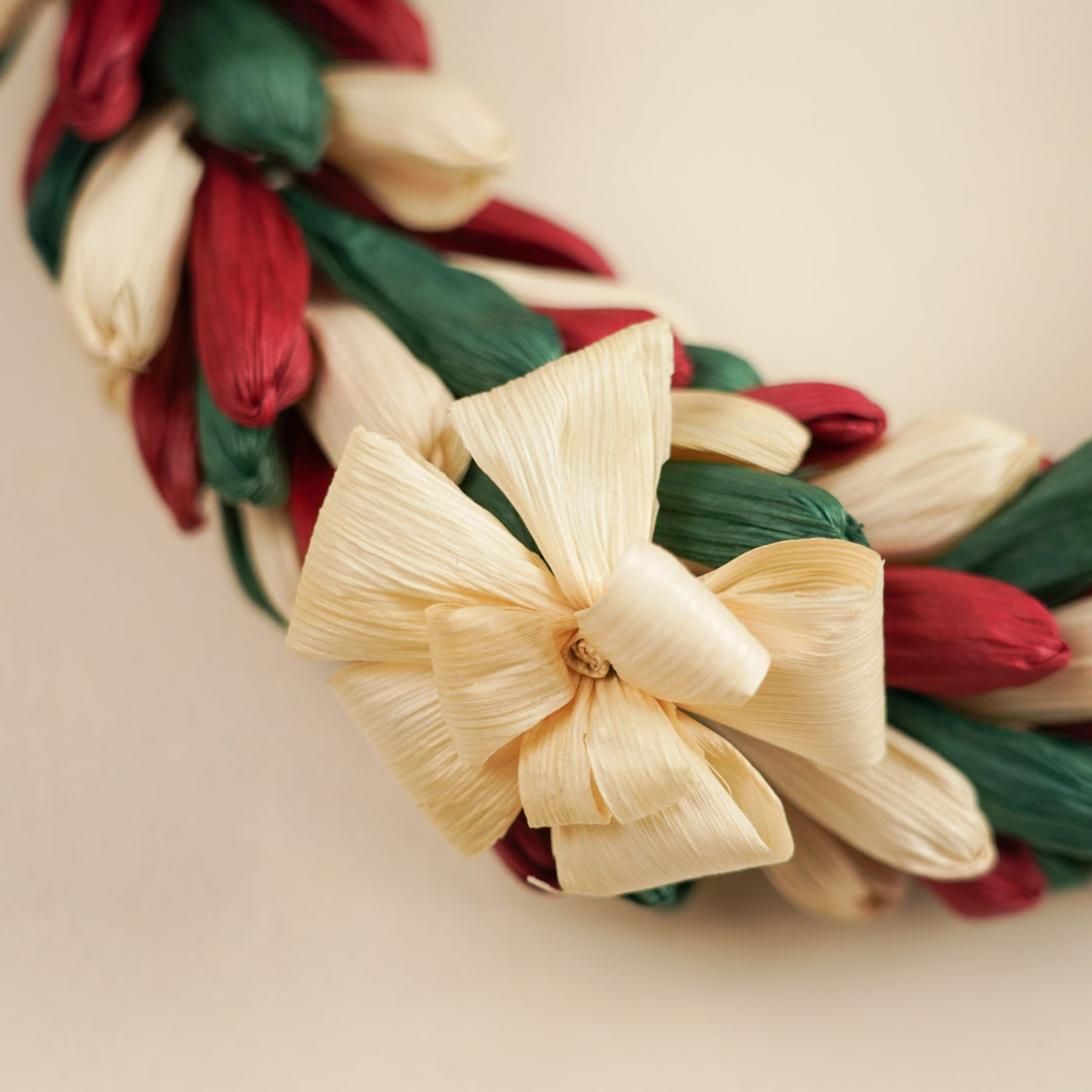 Handmade Ecofriendly Corn Husk Multicolor Flower Wreath