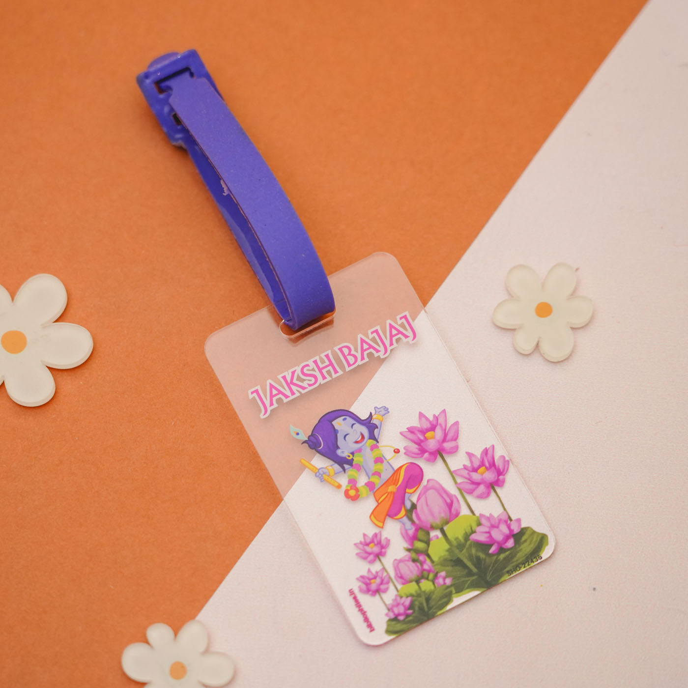 Buy Personalized Krishna Theme Transparent Kids Bag Tag Online On Zwende