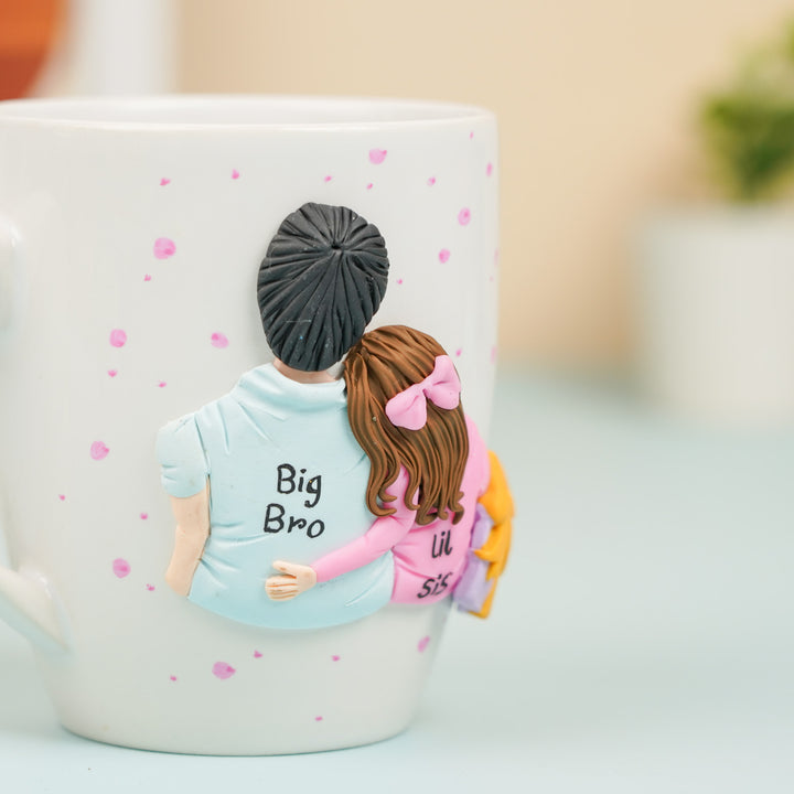 Handmade "Big Bro & Lil Sis" Clay Mug For Siblings