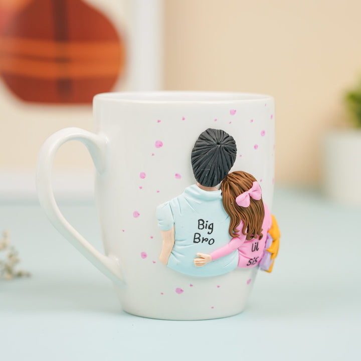Handmade "Big Bro & Lil Sis" Clay Mug For Siblings