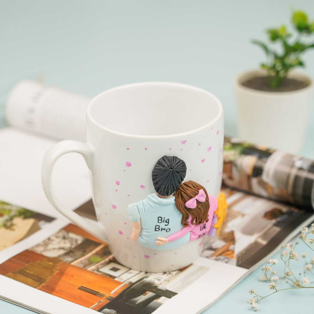 Handmade "Big Bro & Lil Sis" Clay Mug For Siblings