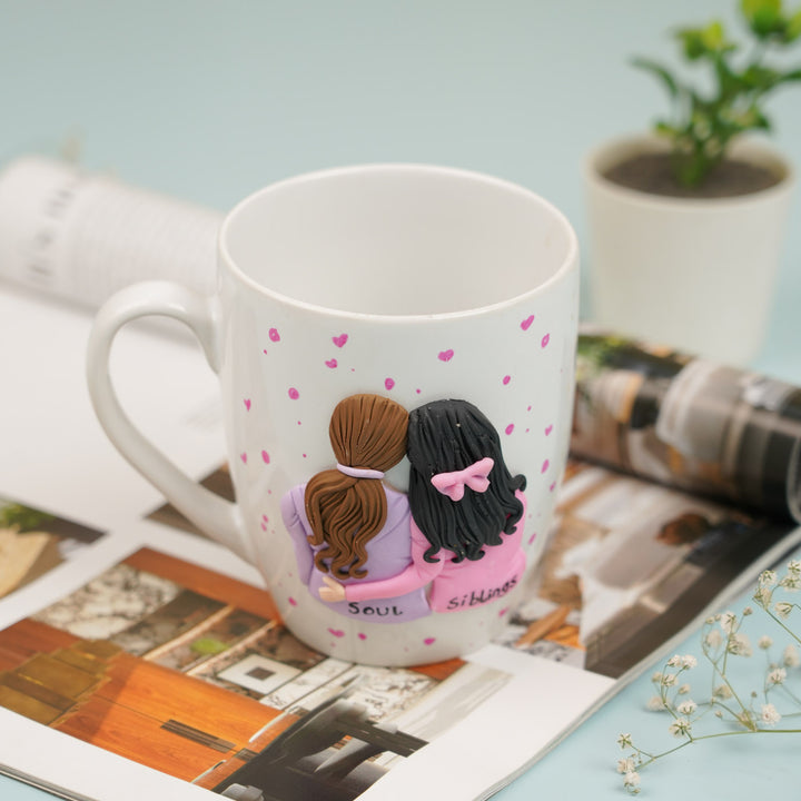 Handmade Soul Siblings Clay Rakhi Hamper With Roli Chawal Includes 1 Mug 1 Rakhi - Lifestyle Scene with Mug and Decor