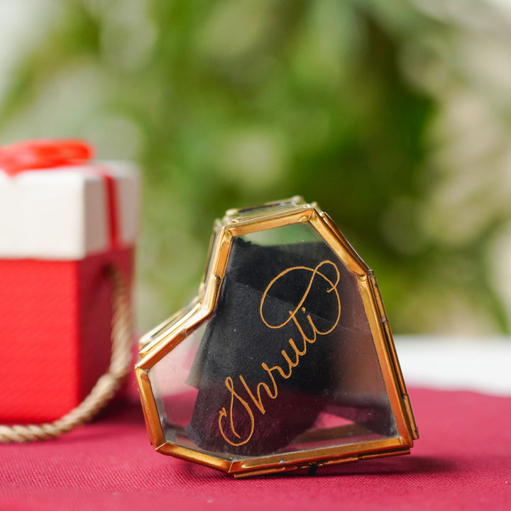 Personalized Heart Shaped Engraved Glass Trinket Box