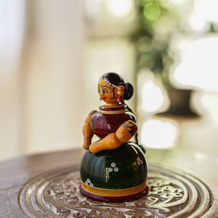 Handmade Woman Small Wooden Golu Doll Toy For Festive Decor