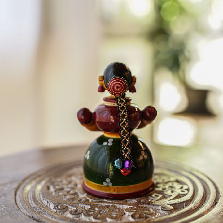 Handmade Woman Small Wooden Golu Doll Toy For Festive Decor