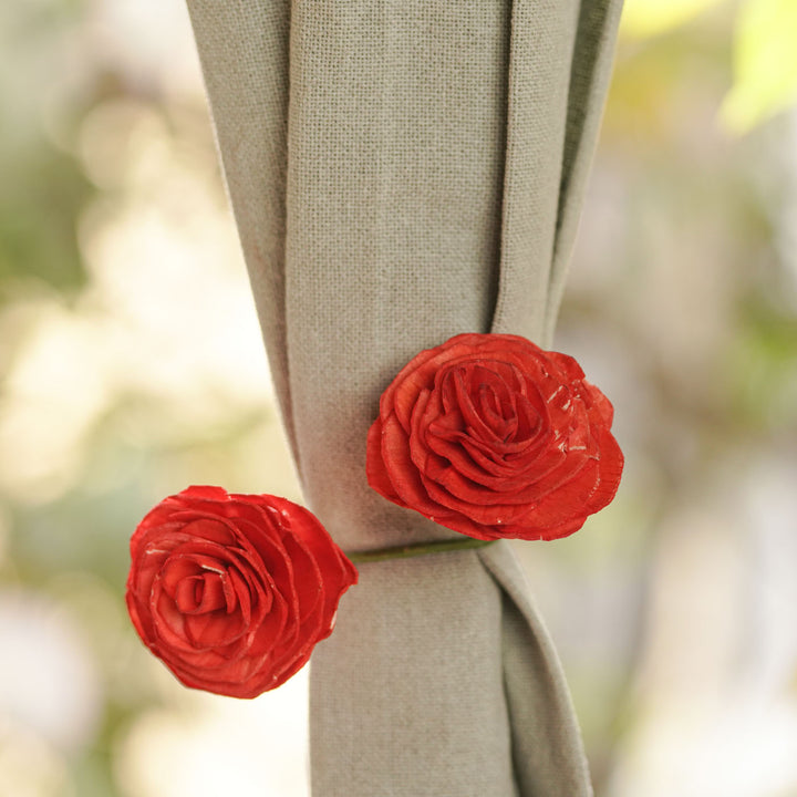 Handmade Rose Design Areca Nut Curtain Tie-Back