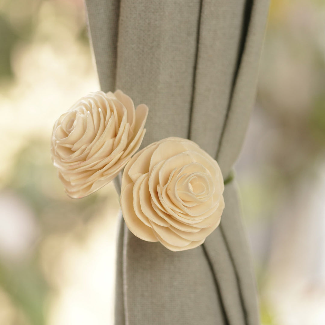 Handmade Rose Design Areca Nut Curtain Tie-Back