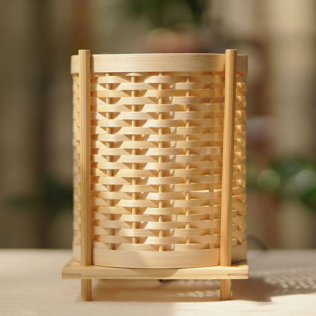 Handmade Bamboo Weaving Sunrise Design Table Lamp