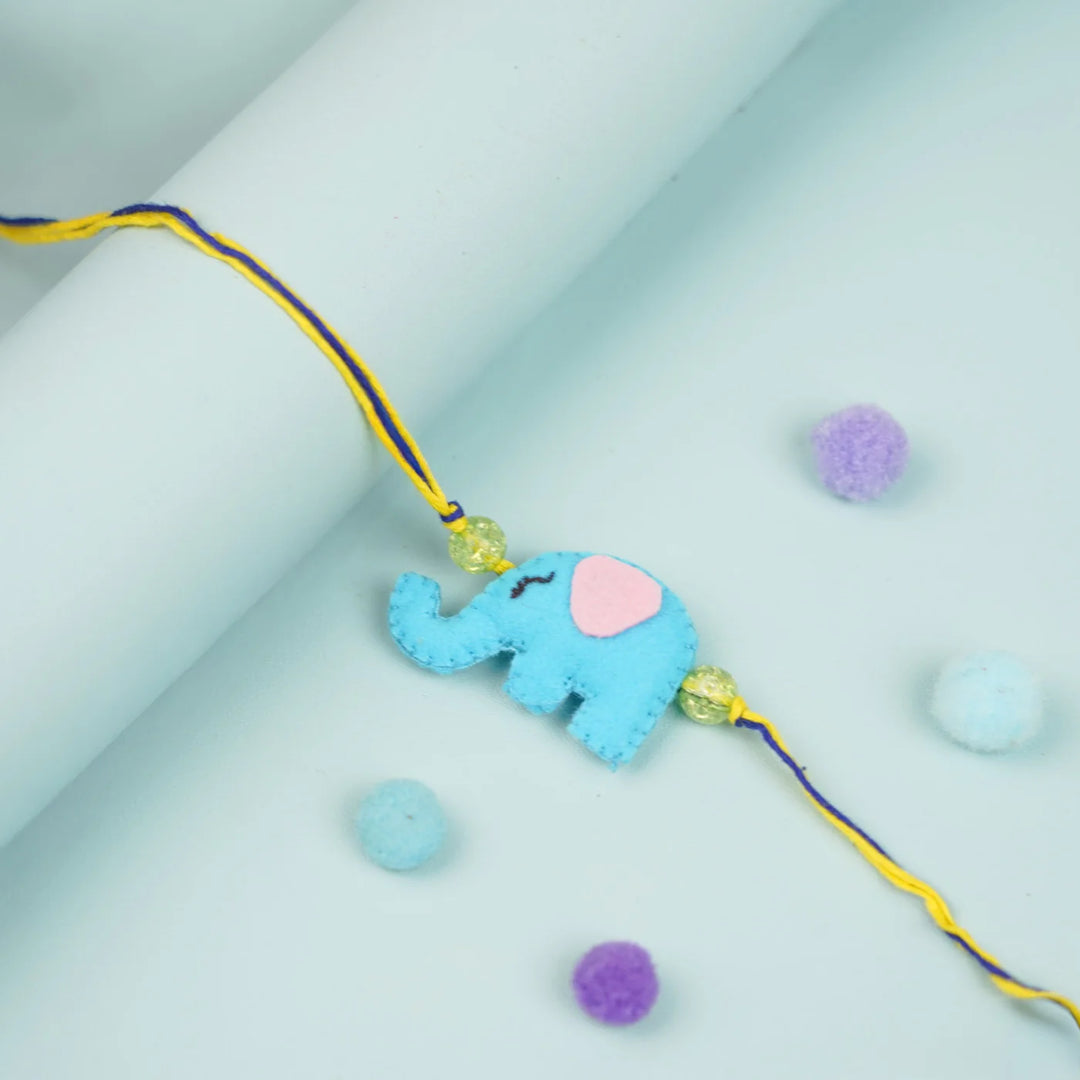 Handmade Elephant Theme Felt Kids Rakhi For Twins | Set of 2