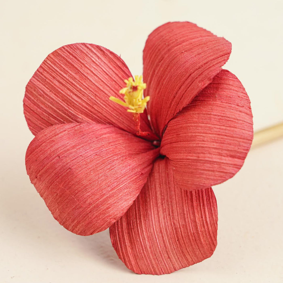 Handmade Hibiscus Design Bamboo Bunstick