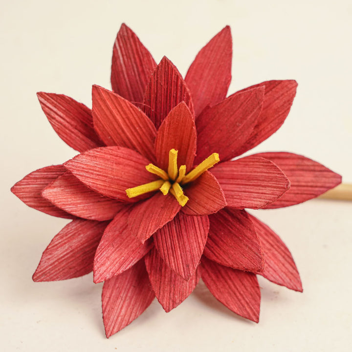 Handmade Water Lily Design Bamboo Bunstick