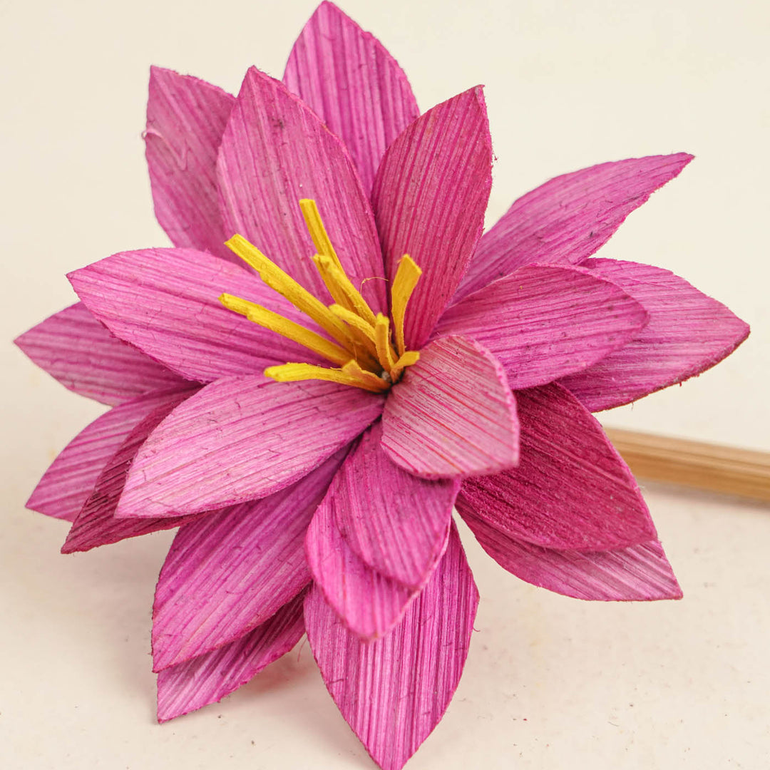 Handmade Water Lily Design Bamboo Bunstick
