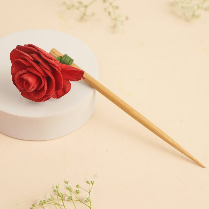 Handmade Rose Design Bamboo Bunstick