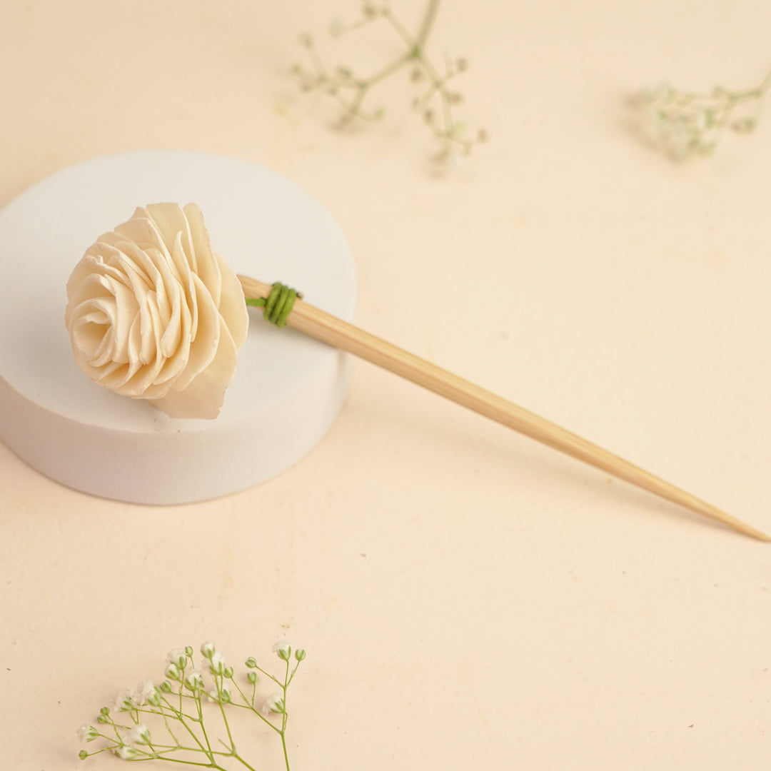 Handmade Rose Design Bamboo Bunstick