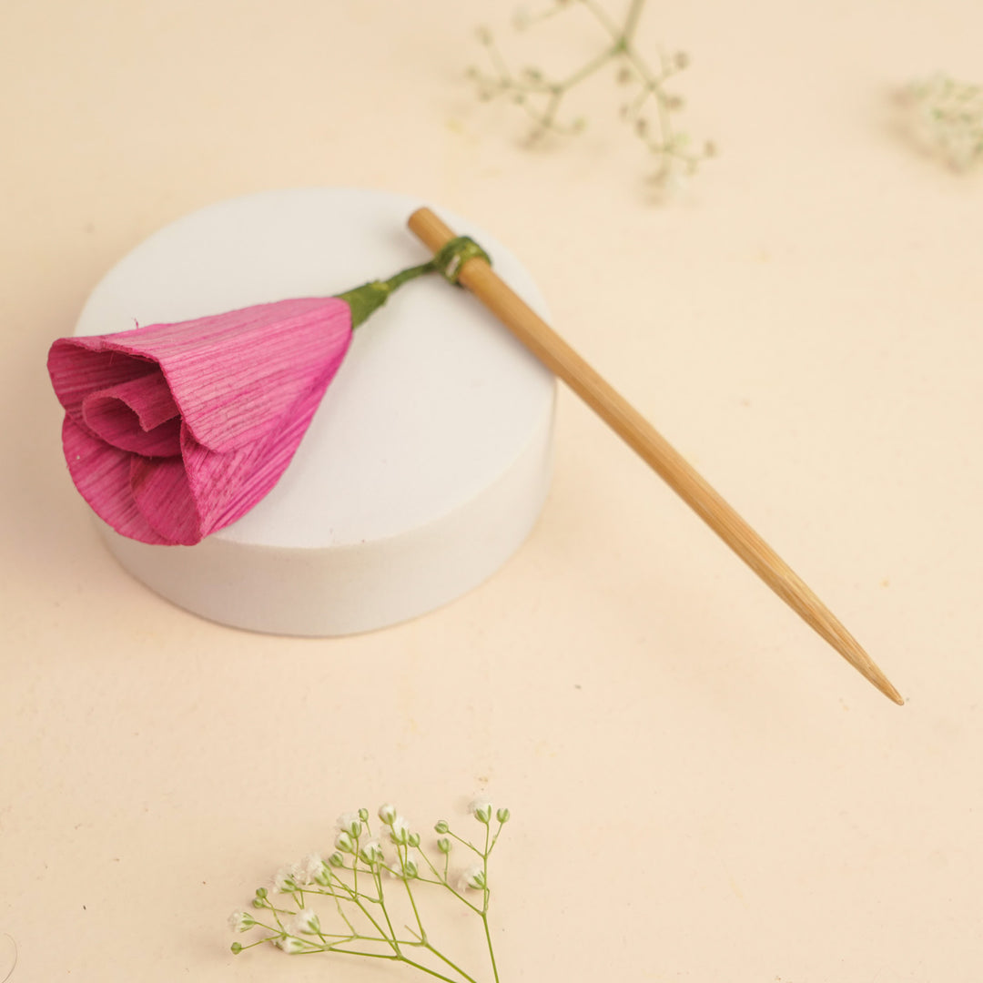 Handmade Tulip Design Bamboo Bunstick