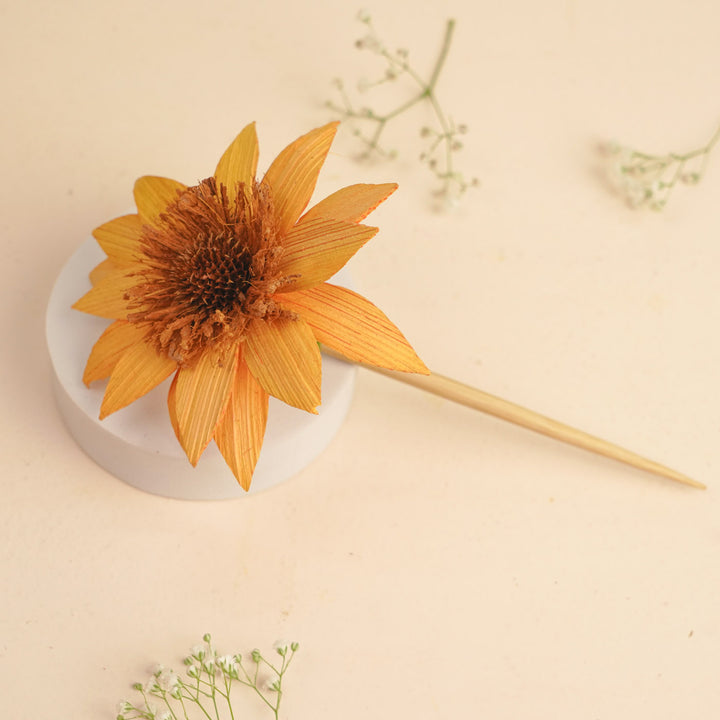 Handmade Sunflower Design Bamboo Bunstick
