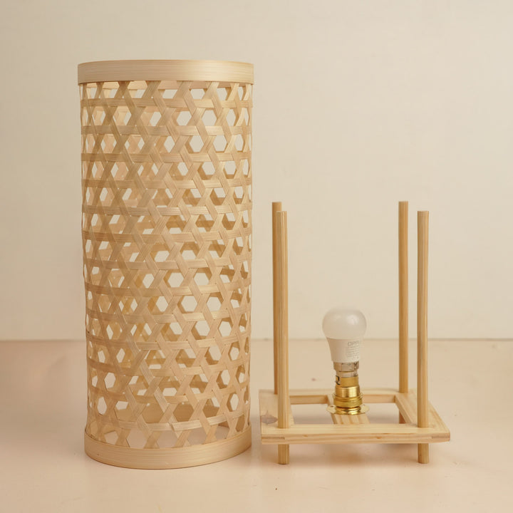 Handmade Bamboo Weaving Midnight Design Table Lamp