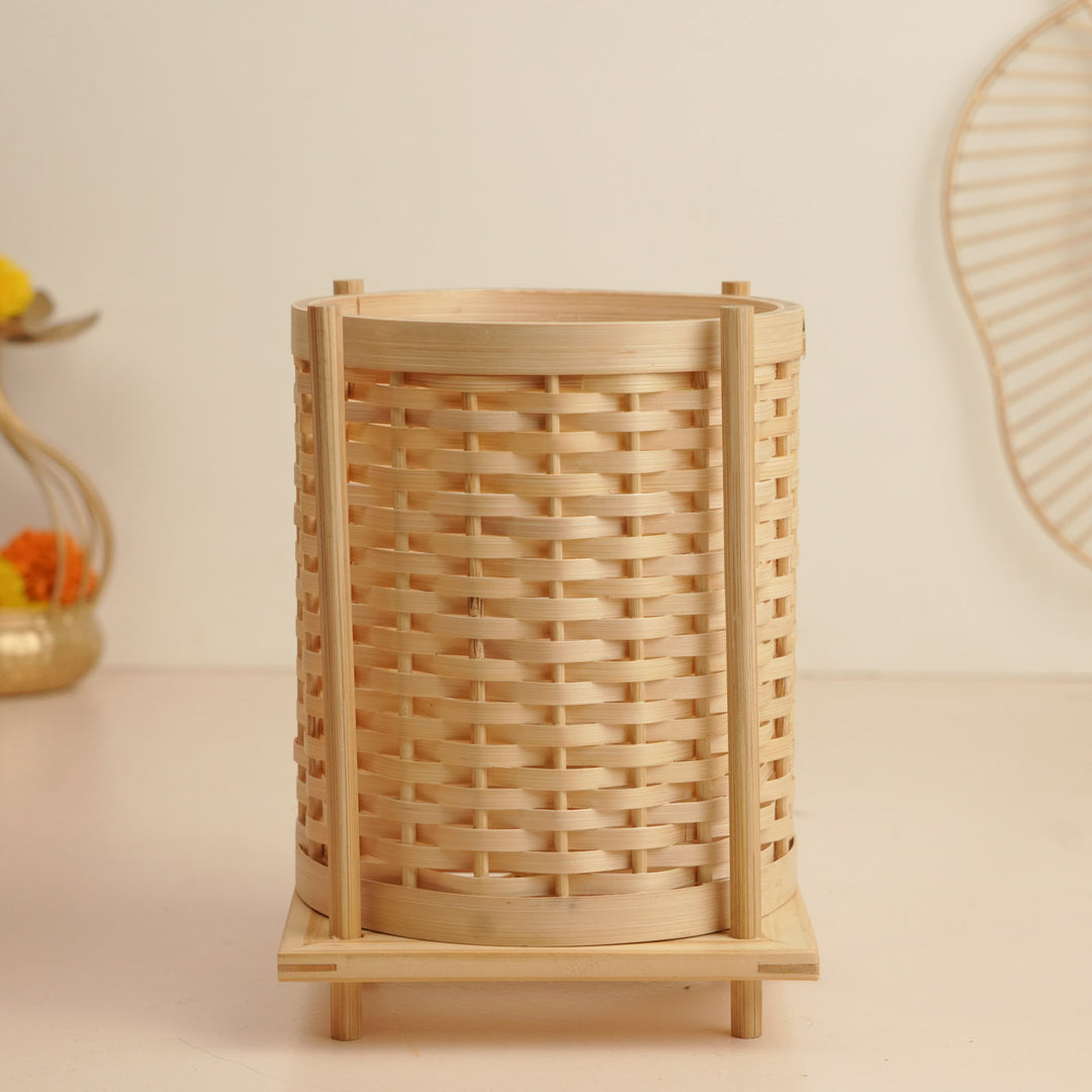 Handmade Bamboo Weaving Sunrise Design Table Lamp