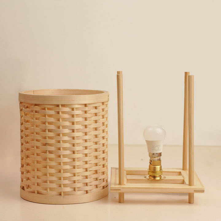 Handmade Bamboo Weaving Sunrise Design Table Lamp