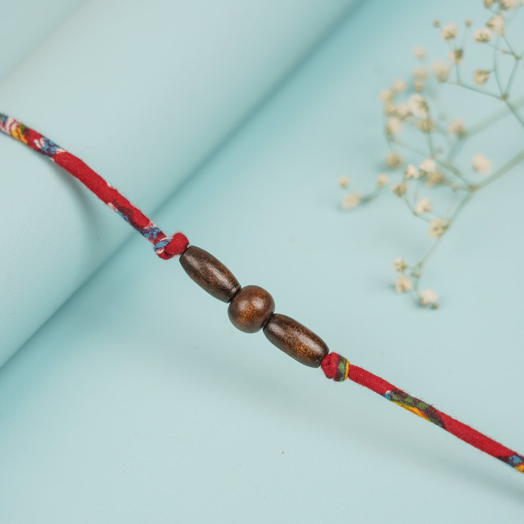 Handmade Beaded Wooden Rakhi For Brother