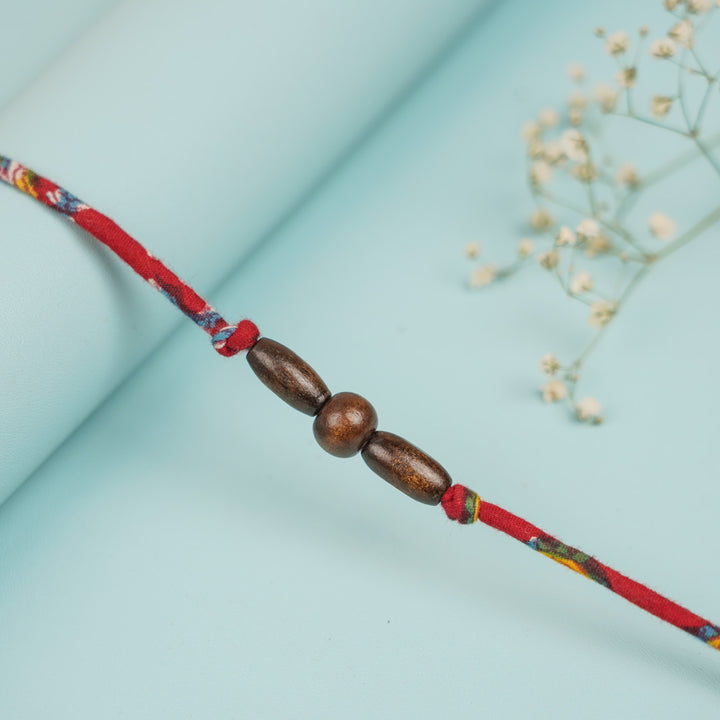 Handmade Beaded Wooden Rakhi For Brother