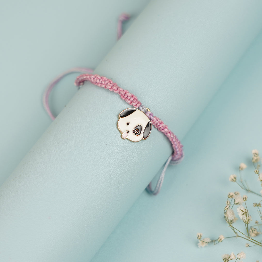 Handmade Doggo Design Metal Rakhi For Brother - Close-up on Bracelet Charm